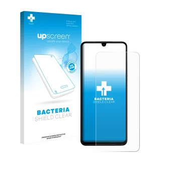 Parte frontale di una confezione del prodotto con il logo del marchio upscreen. Accanto è raffigurato il dispositivo Xiaomi Po