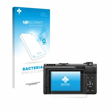 Parte frontale di una confezione del prodotto con il logo del marchio upscreen. Accanto è raffigurato il dispositivo Canon Pow
