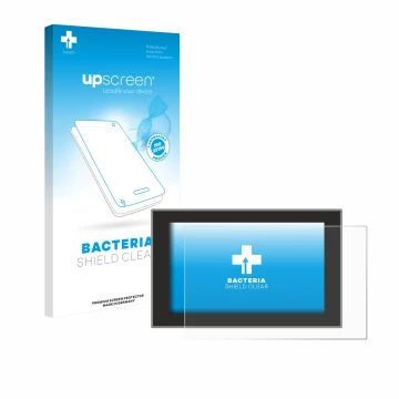 Parte frontale di una confezione del prodotto con il logo del marchio upscreen. Accanto è raffigurato il dispositivo Dacia Dus