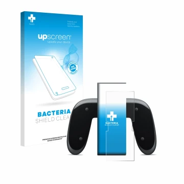 Parte frontale di una confezione del prodotto con il logo del marchio upscreen. Accanto è raffigurato il dispositivo Nintendo 