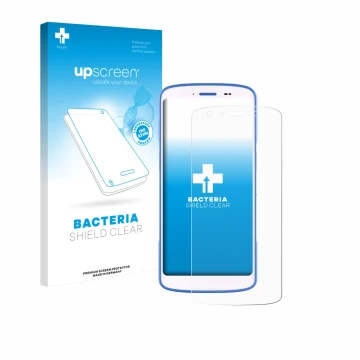 Parte frontale di una confezione del prodotto con il logo del marchio upscreen. Accanto è raffigurato il dispositivo Zebra HC 