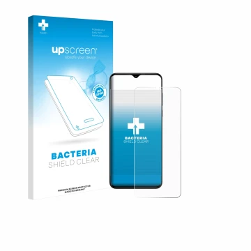 Parte frontale di una confezione del prodotto con il logo del marchio upscreen. Accanto è raffigurato il dispositivo ZTE Nubia