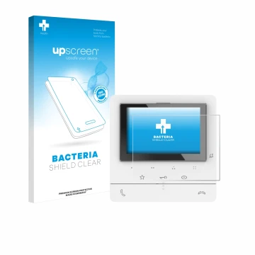 Parte frontale di una confezione del prodotto con il logo del marchio upscreen. Accanto è raffigurato il dispositivo Biticino 