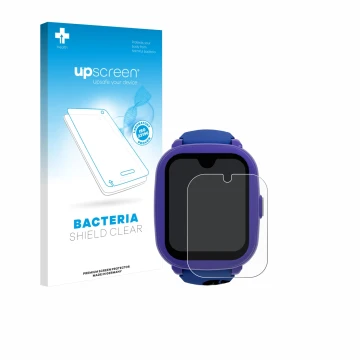 Parte frontale di una confezione del prodotto con il logo del marchio upscreen. Accanto è raffigurato il dispositivo SaveFamil