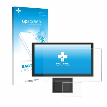 Parte frontale di una confezione del prodotto con il logo del marchio upscreen. Accanto è raffigurato il dispositivo Icom IC-7