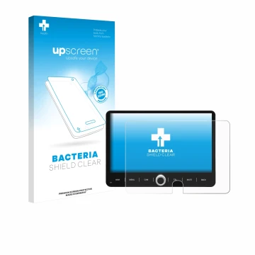 Parte frontale di una confezione del prodotto con il logo del marchio upscreen. Accanto è raffigurato il dispositivo Dynavin D