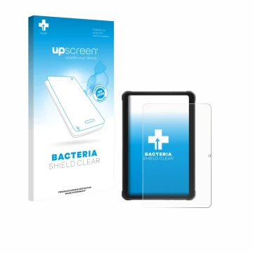 Parte frontale di una confezione del prodotto con il logo del marchio upscreen. Accanto è raffigurato il dispositivo Hotwav R1