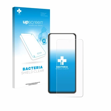Parte frontale di una confezione del prodotto con il logo del marchio upscreen. Accanto è raffigurato il dispositivo realme GT