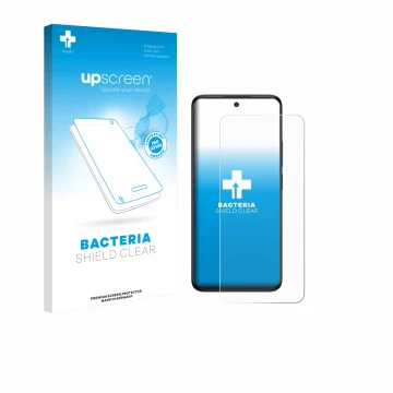 Parte frontale di una confezione del prodotto con il logo del marchio upscreen. Accanto è raffigurato il dispositivo TCL 60 5G