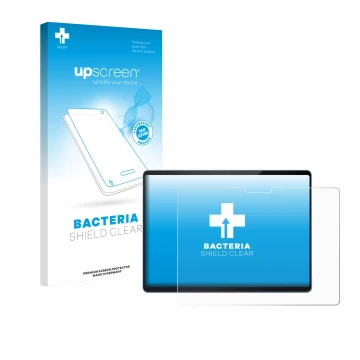 Parte frontale di una confezione del prodotto con il logo del marchio upscreen. Accanto è raffigurato il dispositivo Microsoft