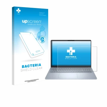 Parte frontale di una confezione del prodotto con il logo del marchio upscreen. Accanto è raffigurato il dispositivo Dell 16 P