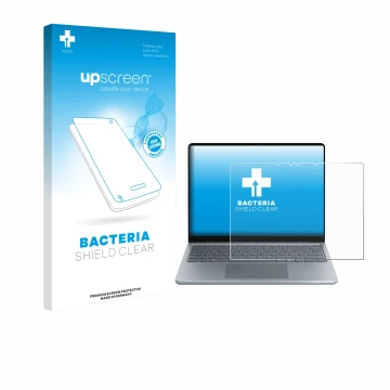 Parte frontale di una confezione del prodotto con il logo del marchio upscreen. Accanto è raffigurato il dispositivo Microsoft