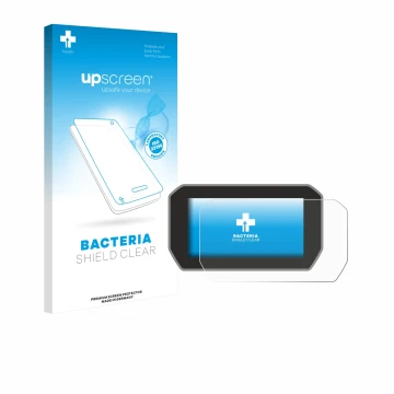 Parte frontale di una confezione del prodotto con il logo del marchio upscreen. Accanto è raffigurato il dispositivo Ducati V4