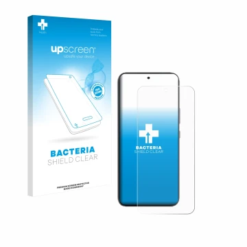 Parte frontale di una confezione del prodotto con il logo del marchio upscreen. Accanto è raffigurato il dispositivo Infinix G