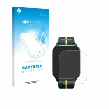 Parte frontale di una confezione del prodotto con il logo del marchio upscreen. Accanto è raffigurato il dispositivo Motorola 