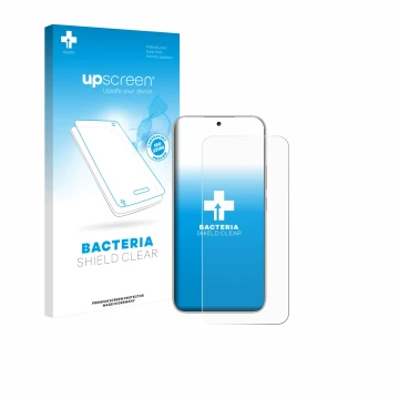 Parte frontale di una confezione del prodotto con il logo del marchio upscreen. Accanto è raffigurato il dispositivo Honor 400