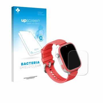 Parte frontale di una confezione del prodotto con il logo del marchio upscreen. Accanto è raffigurato il dispositivo AngelTech