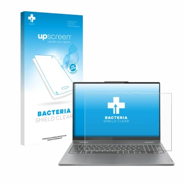 Parte frontale di una confezione del prodotto con il logo del marchio upscreen. Accanto è raffigurato il dispositivo Lenovo Id