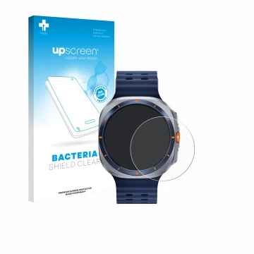 Parte frontale di una confezione del prodotto con il logo del marchio upscreen. Accanto è raffigurato il dispositivo Samsung G