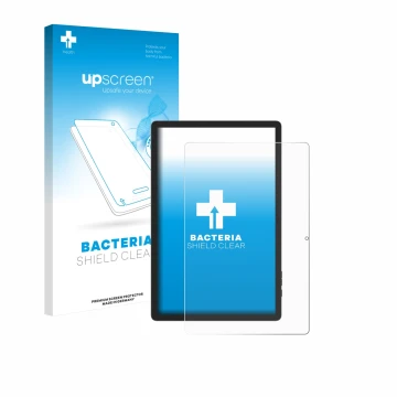 Parte frontale di una confezione del prodotto con il logo del marchio upscreen. Accanto è raffigurato il dispositivo Doogee Ta