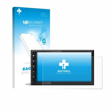 Parte frontale di una confezione del prodotto con il logo del marchio upscreen. Accanto è raffigurato il dispositivo Kenwood D