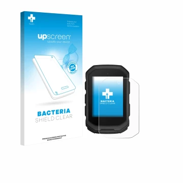 Parte frontale di una confezione del prodotto con il logo del marchio upscreen. Accanto è raffigurato il dispositivo Garmin Ed