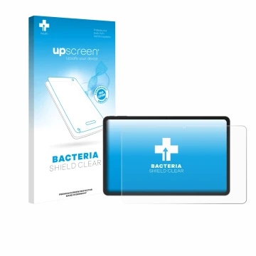 Parte frontale di una confezione del prodotto con il logo del marchio upscreen. Accanto è raffigurato il dispositivo Doogee V 