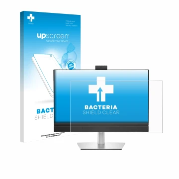 Parte frontale di una confezione del prodotto con il logo del marchio upscreen. Accanto è raffigurato il dispositivo Dell Pro 