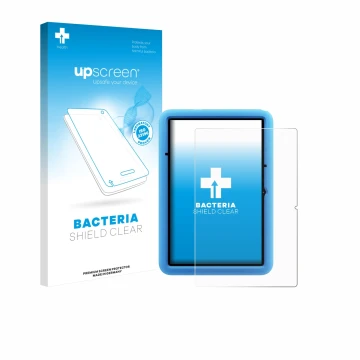 Parte frontale di una confezione del prodotto con il logo del marchio upscreen. Accanto è raffigurato il dispositivo Blackview