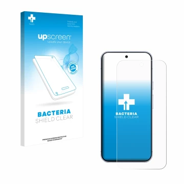 Parte frontale di una confezione del prodotto con il logo del marchio upscreen. Accanto è raffigurato il dispositivo Google Pi