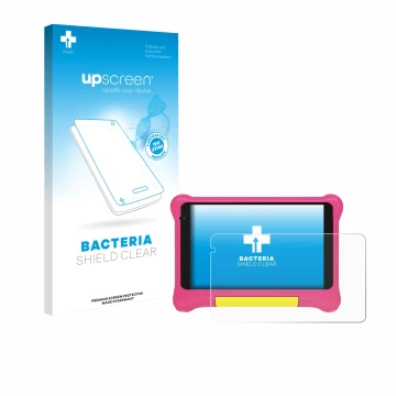 Parte frontale di una confezione del prodotto con il logo del marchio upscreen. Accanto è raffigurato il dispositivo Happybe K