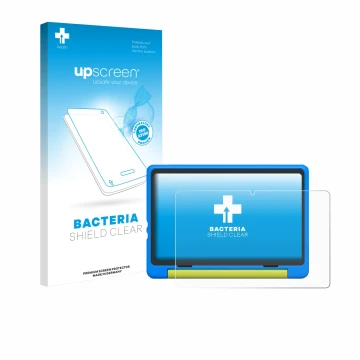 Parte frontale di una confezione del prodotto con il logo del marchio upscreen. Accanto è raffigurato il dispositivo Happybe K