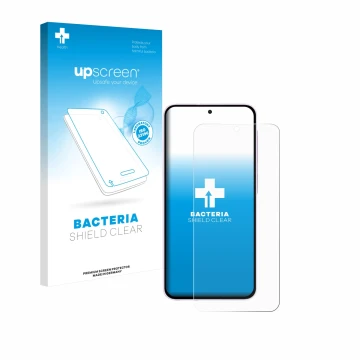 Parte frontale di una confezione del prodotto con il logo del marchio upscreen. Accanto è raffigurato il dispositivo Samsung G