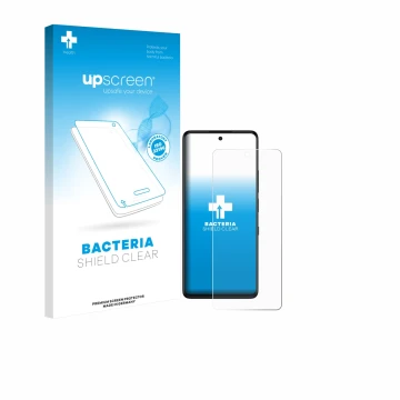 Parte frontale di una confezione del prodotto con il logo del marchio upscreen. Accanto è raffigurato il dispositivo TCL 50 Pr