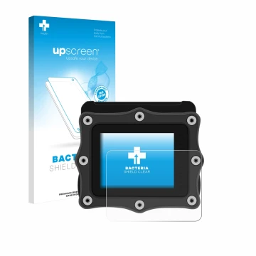 Parte frontale di una confezione del prodotto con il logo del marchio upscreen. Accanto è raffigurato il dispositivo Shearwate