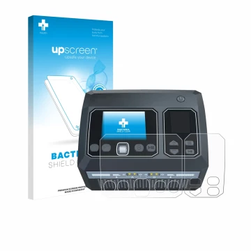 Parte frontale di una confezione del prodotto con il logo del marchio upscreen. Accanto è raffigurato il dispositivo SkyRc D75