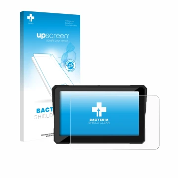 Parte frontale di una confezione del prodotto con il logo del marchio upscreen. Accanto è raffigurato il dispositivo Carpuride