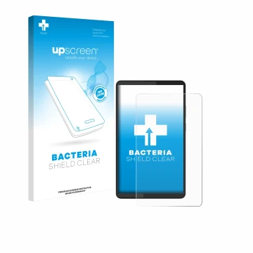 Parte frontale di una confezione del prodotto con il logo del marchio upscreen. Accanto è raffigurato il dispositivo Lenovo Ta