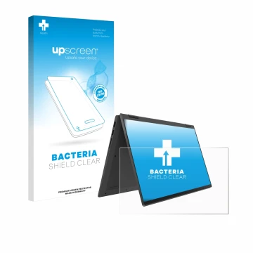 Parte frontale di una confezione del prodotto con il logo del marchio upscreen. Accanto è raffigurato il dispositivo Lenovo Id