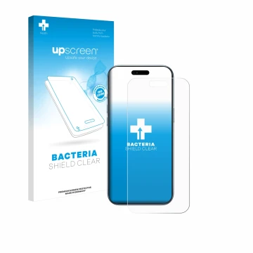Parte frontale di una confezione del prodotto con il logo del marchio upscreen. Accanto è raffigurato il dispositivo Apple iPh