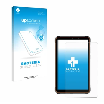 Parte frontale di una confezione del prodotto con il logo del marchio upscreen. Accanto è raffigurato il dispositivo Blackview