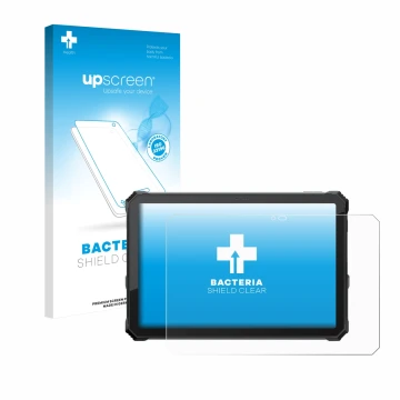 Parte frontale di una confezione del prodotto con il logo del marchio upscreen. Accanto è raffigurato il dispositivo Blackview