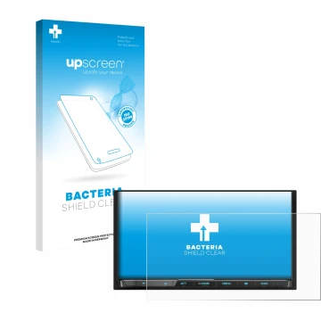 Parte frontale di una confezione del prodotto con il logo del marchio upscreen. Accanto è raffigurato il dispositivo Kenwood D