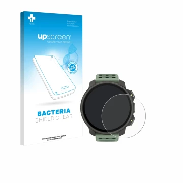 Parte frontale di una confezione del prodotto con il logo del marchio upscreen. Accanto è raffigurato il dispositivo Suunto Ve