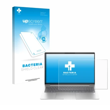 Parte frontale di una confezione del prodotto con il logo del marchio upscreen. Accanto è raffigurato il dispositivo HP EliteB