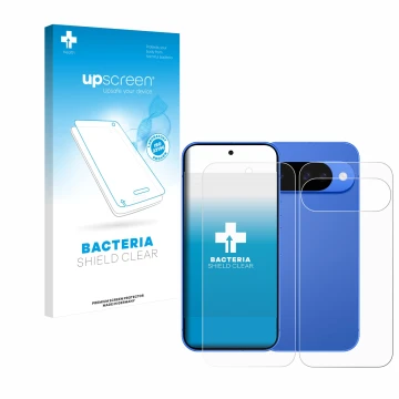 Parte frontale di una confezione del prodotto con il logo del marchio upscreen. Accanto è raffigurato il dispositivo Google Pi