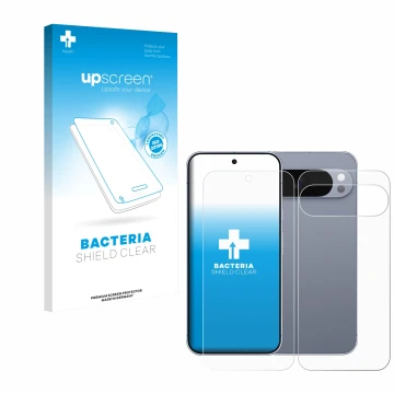 Parte frontale di una confezione del prodotto con il logo del marchio upscreen. Accanto è raffigurato il dispositivo Google Pi