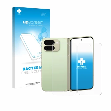 Parte frontale di una confezione del prodotto con il logo del marchio upscreen. Accanto è raffigurato il dispositivo Google Pi