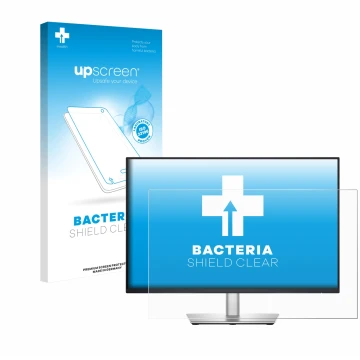Parte frontale di una confezione del prodotto con il logo del marchio upscreen. Accanto è raffigurato il dispositivo Dell Pro 