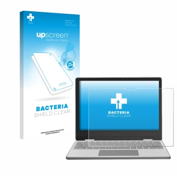 Parte frontale di una confezione del prodotto con il logo del marchio upscreen. Accanto è raffigurato il dispositivo Framework